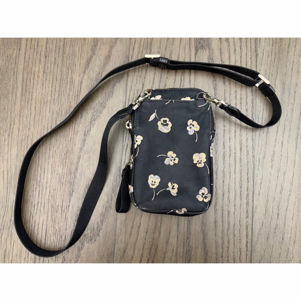Kate Spade Nylon Floral Crossbody Phone Bag Black - Picture 2 of 12